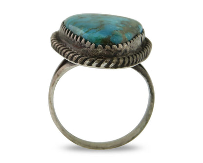 Navajo Ring 925 Silver Kingman Turquoise Native American Artist C.80's