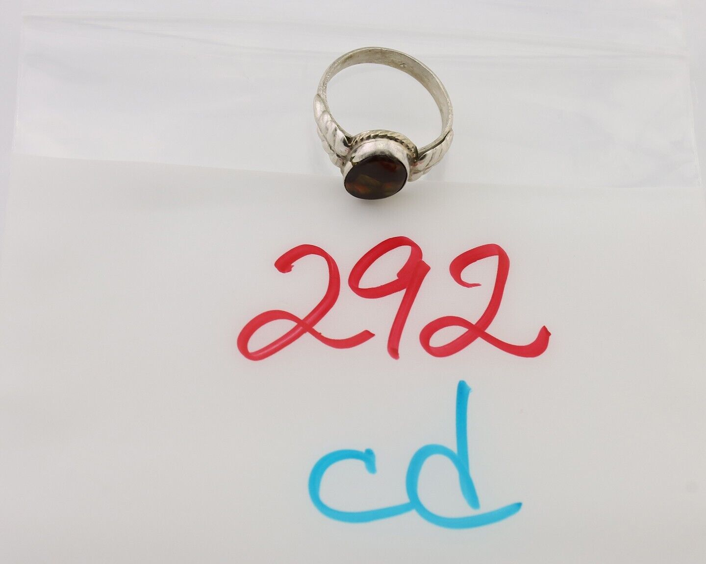 Navajo Handmade Ring 925 Silver Natural Fire Opal Native Artist Size 8.25 C.80's