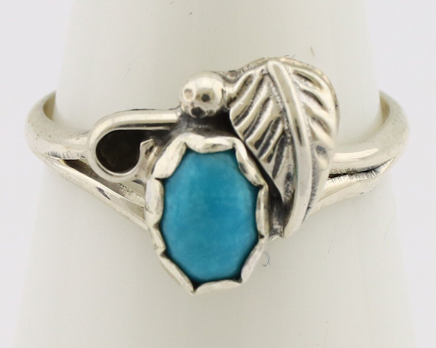 Navajo Ring .925 Silver Sleeping Beauty Turquoise Native American Artist C.80's