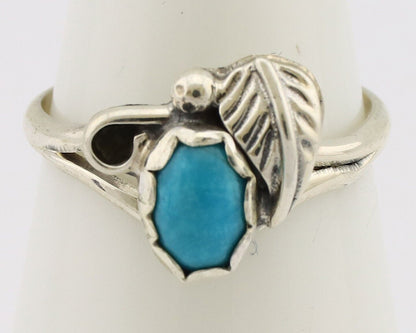 Navajo Ring .925 Silver Sleeping Beauty Turquoise Native American Artist C.80's