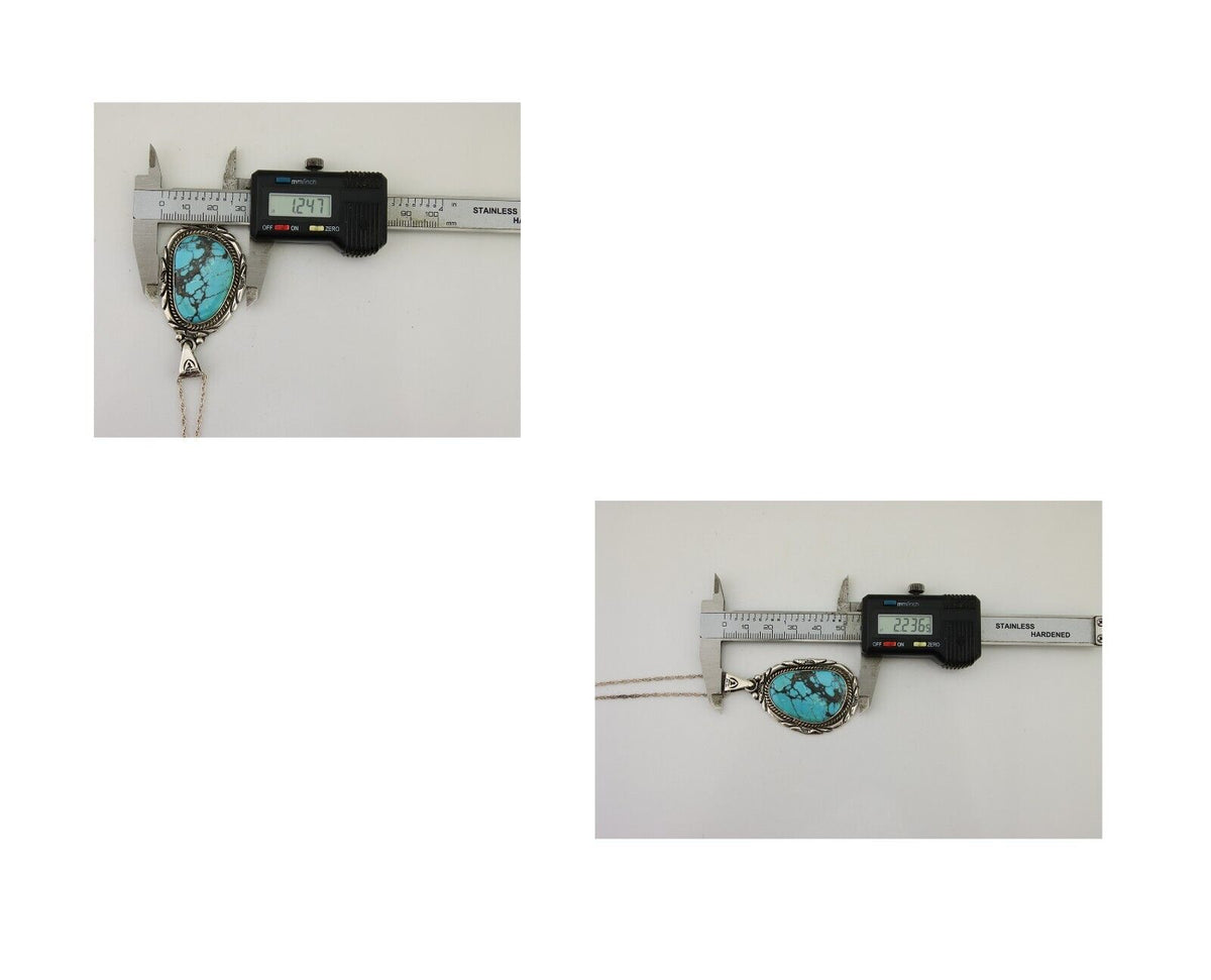 Navajo Necklace 925 Silver Natural Turquoise Artist M Montoya C.80's