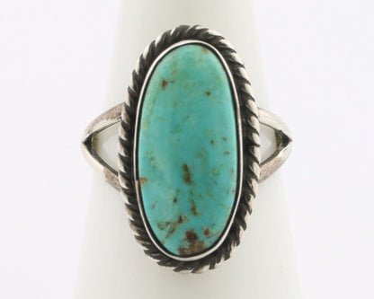 Navajo Ring 925 Silver Natural Kingman Turquoise Signed M Montoya C.80's