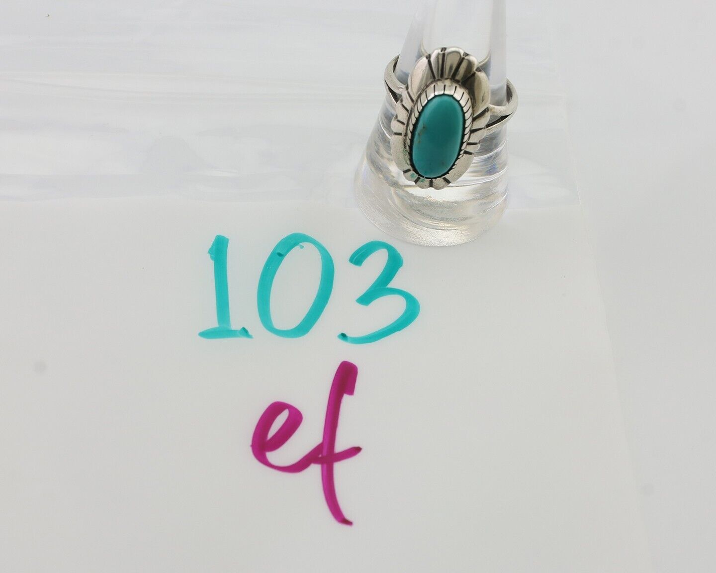 Navajo Ring 925 Silver Kingman Turquoise Signed M Montoya Size 9.25 C.80's