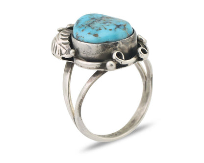 Navajo Ring 925 Silver Natural Mined Turquoise Native American Artist C.80's