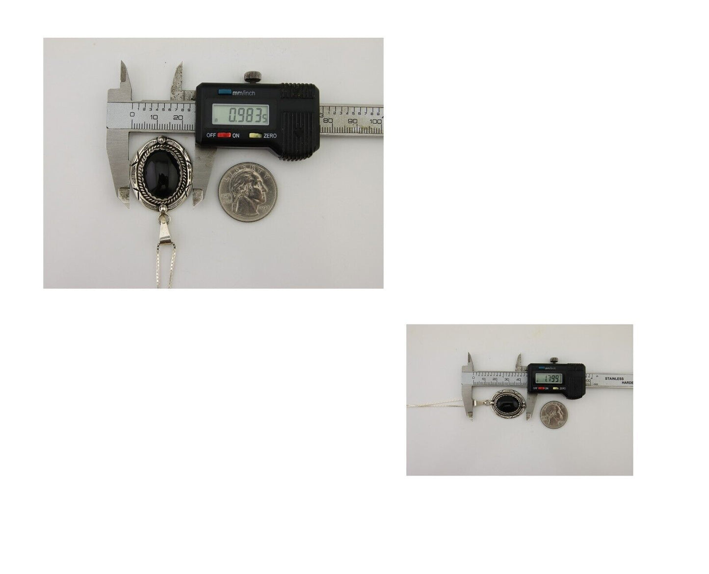 Navajo Necklace 925 Silver Onyx Native Artist Signed Nancy Edtissy C.80's