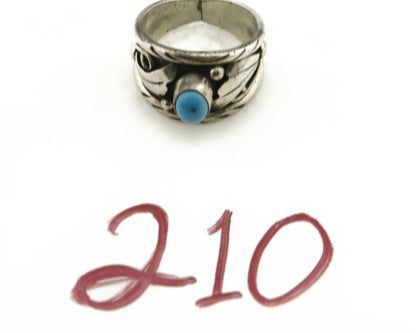 Navajo Ring .925 Silver Handmade Sleeping Beauty Turquoise Signed ELA C.80's