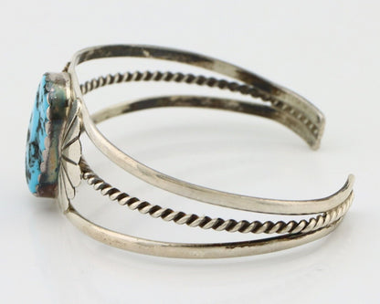 Navajo Bracelet 925 Silver Sleeping Beauty Turquoise Artist Signed LT CHEE C80s