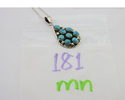 Navajo Necklace 925 Silver Natural Blue Turquoise Artist Signed B Yazzie C.80's