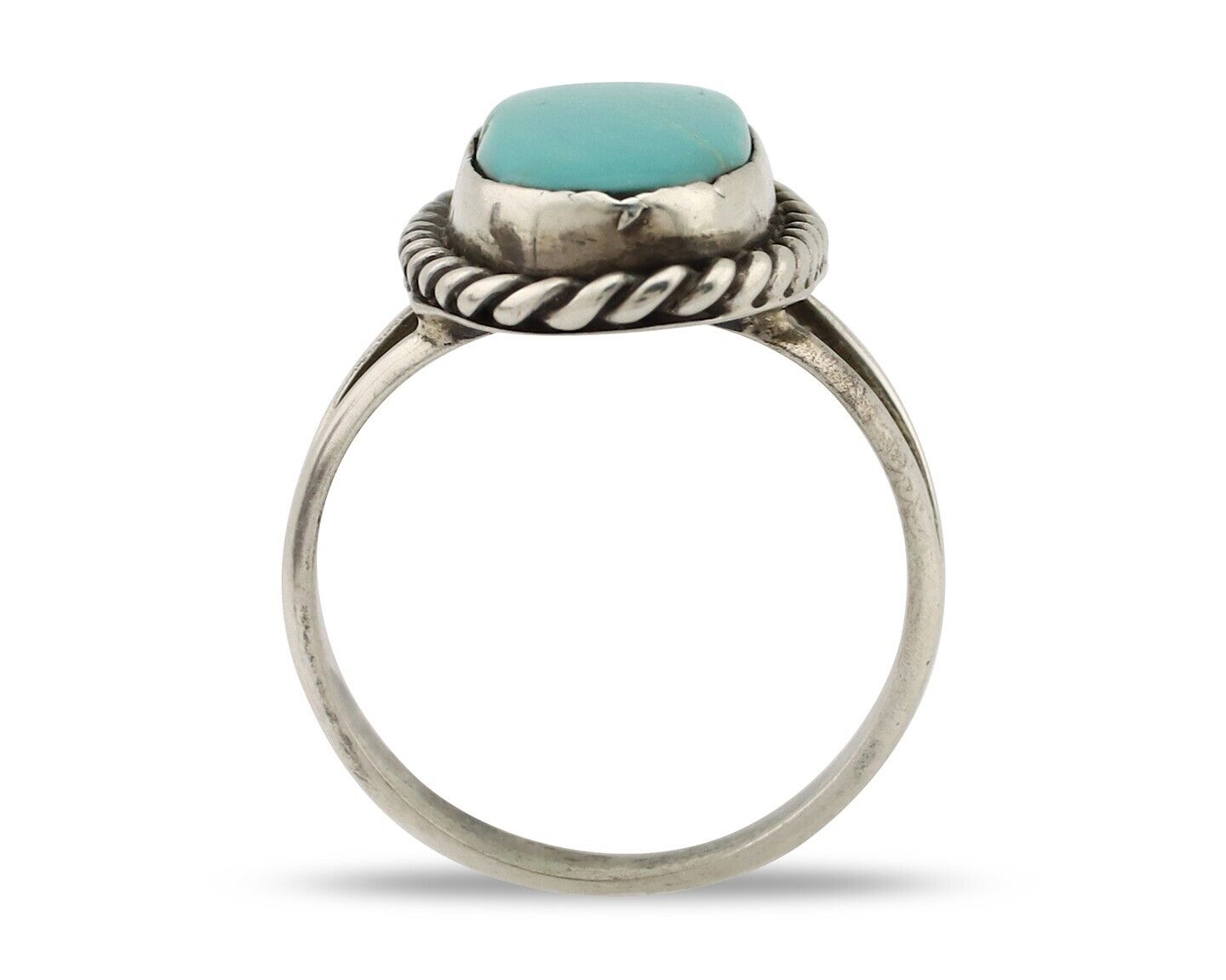 Navajo Ring 925 Silver Kingman Turquoise Artist Signed M Montoya C.80's