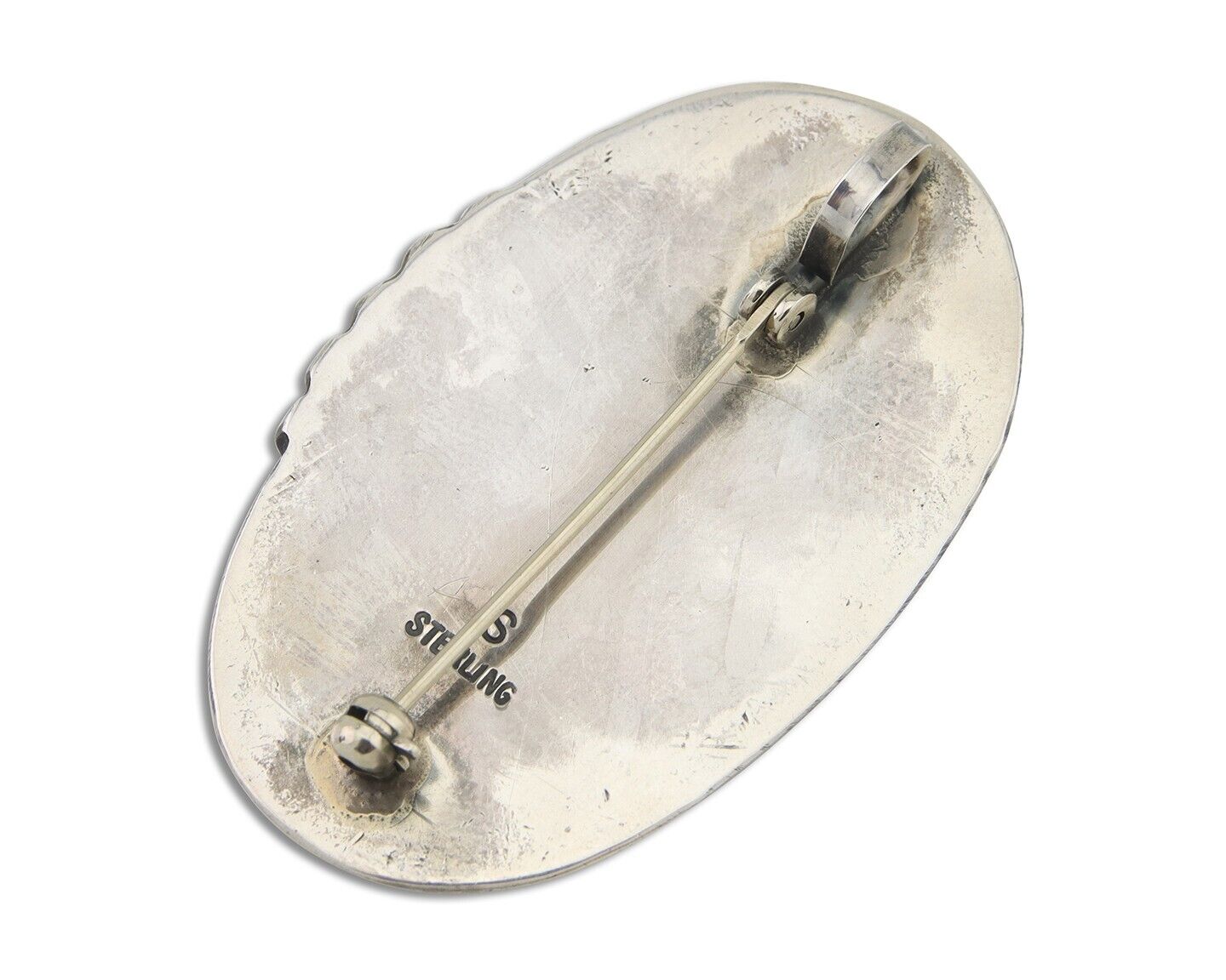 Navajo Pin Pendant 925 Silver Blue Diamond Turquoise Artist Signed S C.80's