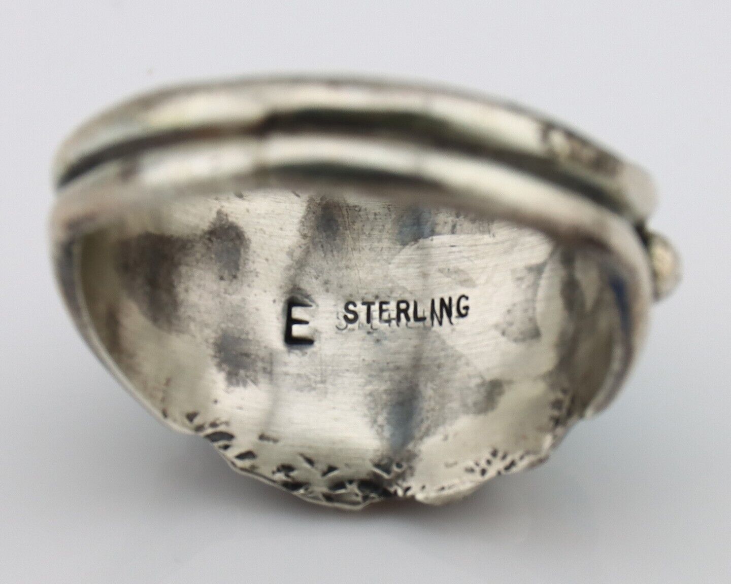 Navajo Ring 925 Silver Turquoise Artist Signed E SkyStone Creations C.80's