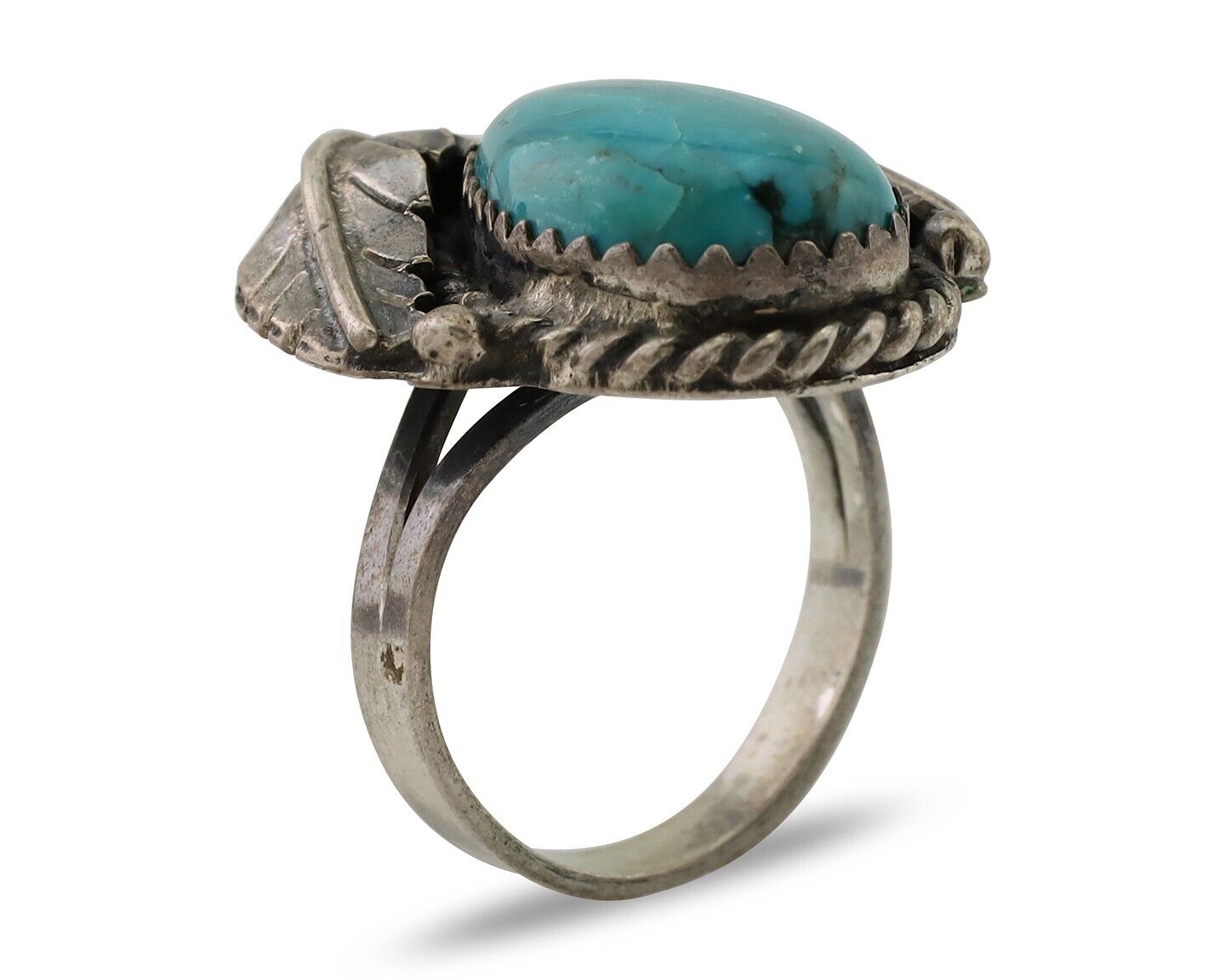 Navajo Handmade Ring 925 Silver Blue Turquoise Native American Artist C.80's
