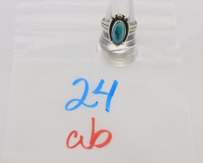 Navajo Ring 925 Silver Sleeping Beauty Turquoise Artist Signed SC C.80's