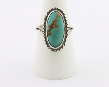 Navajo Ring 925 Silver Natural Kingman Turquoise Signed M Montoya C.80's
