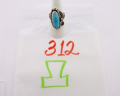 Navajo Ring 925 Silver Sleeping Beauty Turquoise Signed SC C.80's