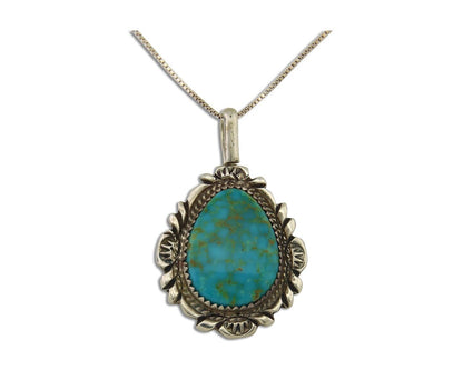 Navajo Necklace 925 Silver Natural Turquoise Artist Signed Billie Eagle C.80's