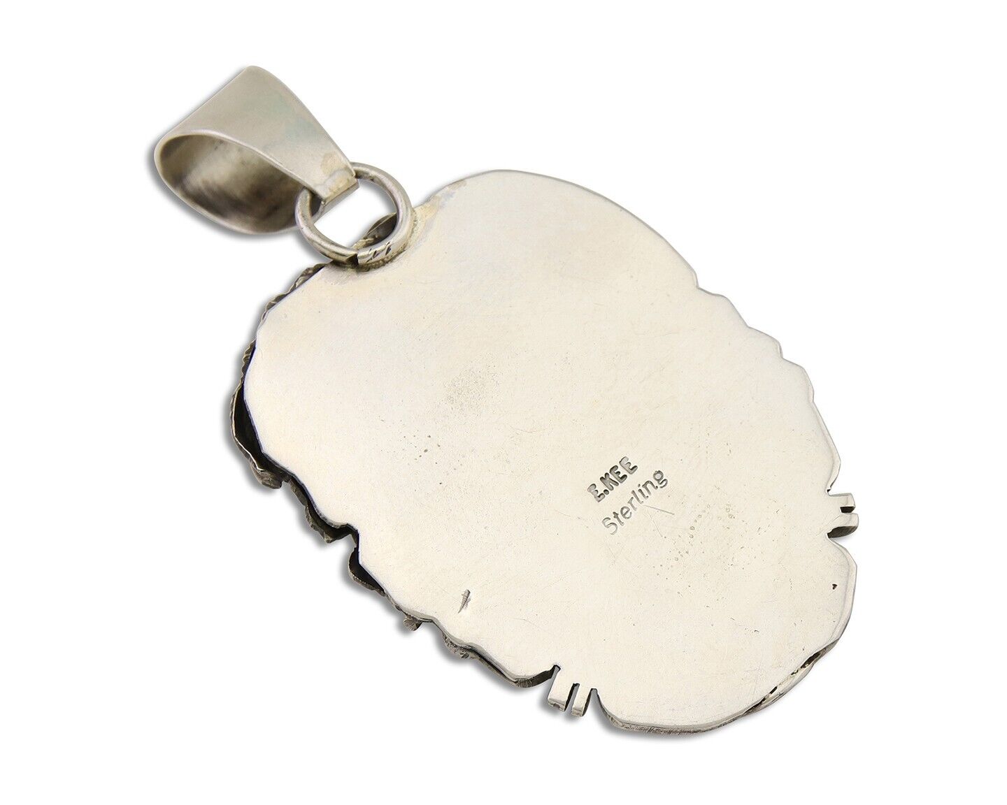 Navajo Pendant 925 Silver Natural Mojave Turquoise Signed E Kee C.80's