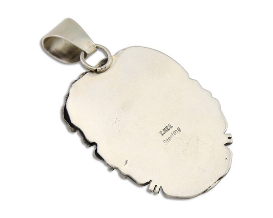 Navajo Pendant 925 Silver Natural Mojave Turquoise Signed E Kee C.80's