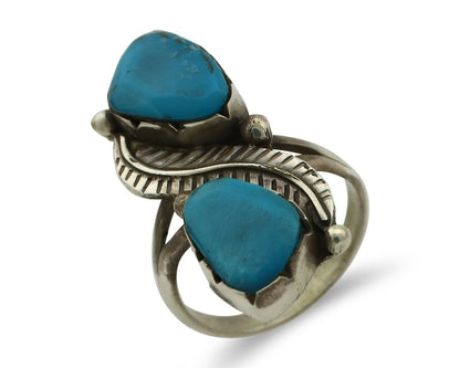 Navajo Ring 925 Silver Blue Turquoise Artist Signed K C.80's