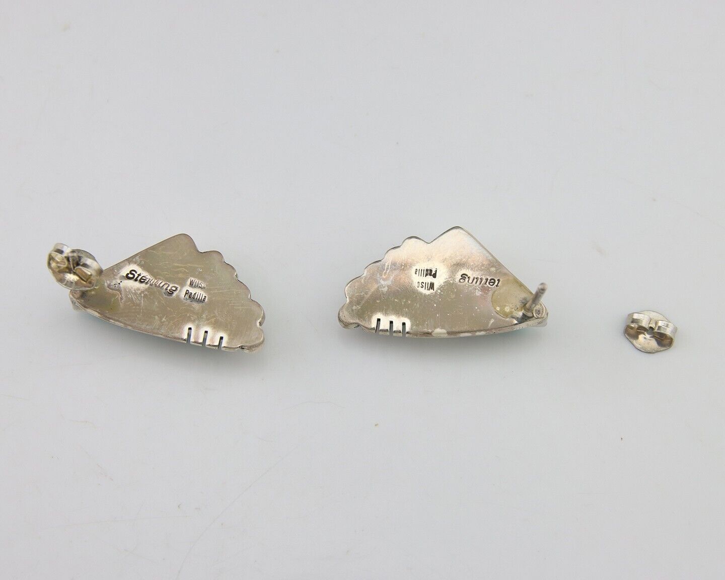 Navajo Dangle Earrings 925 Silver Natural Turquoise Signed Wilson Padilla C.80's