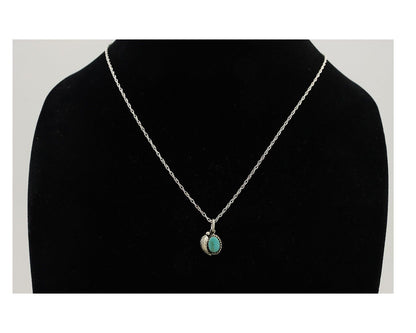 Navajo Pendant 925 Silver Natural Blue Turquoise Artist Native American C.80's