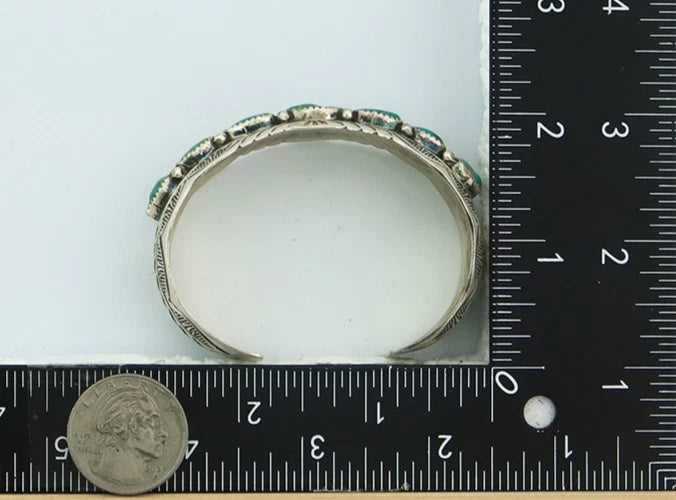 Navajo Cuff Bracelet Sterling Silver Turquoise Vintage Signed WB