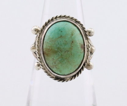 Navajo Ring 925 Silver Natural Blue Turquoise Artist Signed MC C.80's