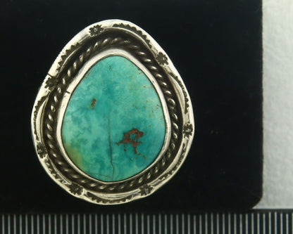 Navajo Men Ring 925 Sterling Blue Turquoise Native Artist C.80's Size 10