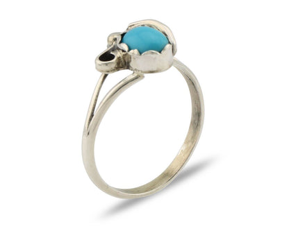 Navajo Ring .925 Silver Sleeping Beauty Turquoise Native American Artist C.80's