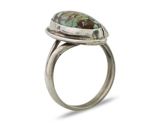 Navajo Handmade Ring 925 Silver Natural Turquoise Artist Signed GC01 C.80's