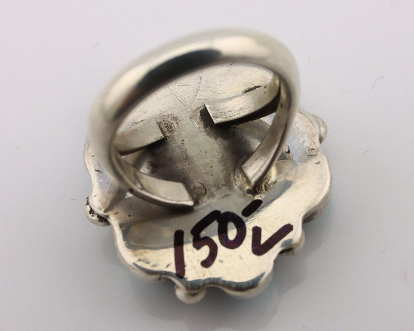 Navajo Ring .925 Silver Natural Blue Turquoise Native American Artist C.80's