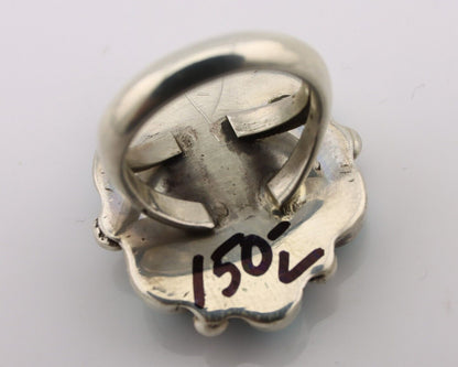 Navajo Ring .925 Silver Natural Blue Turquoise Native American Artist C.80's
