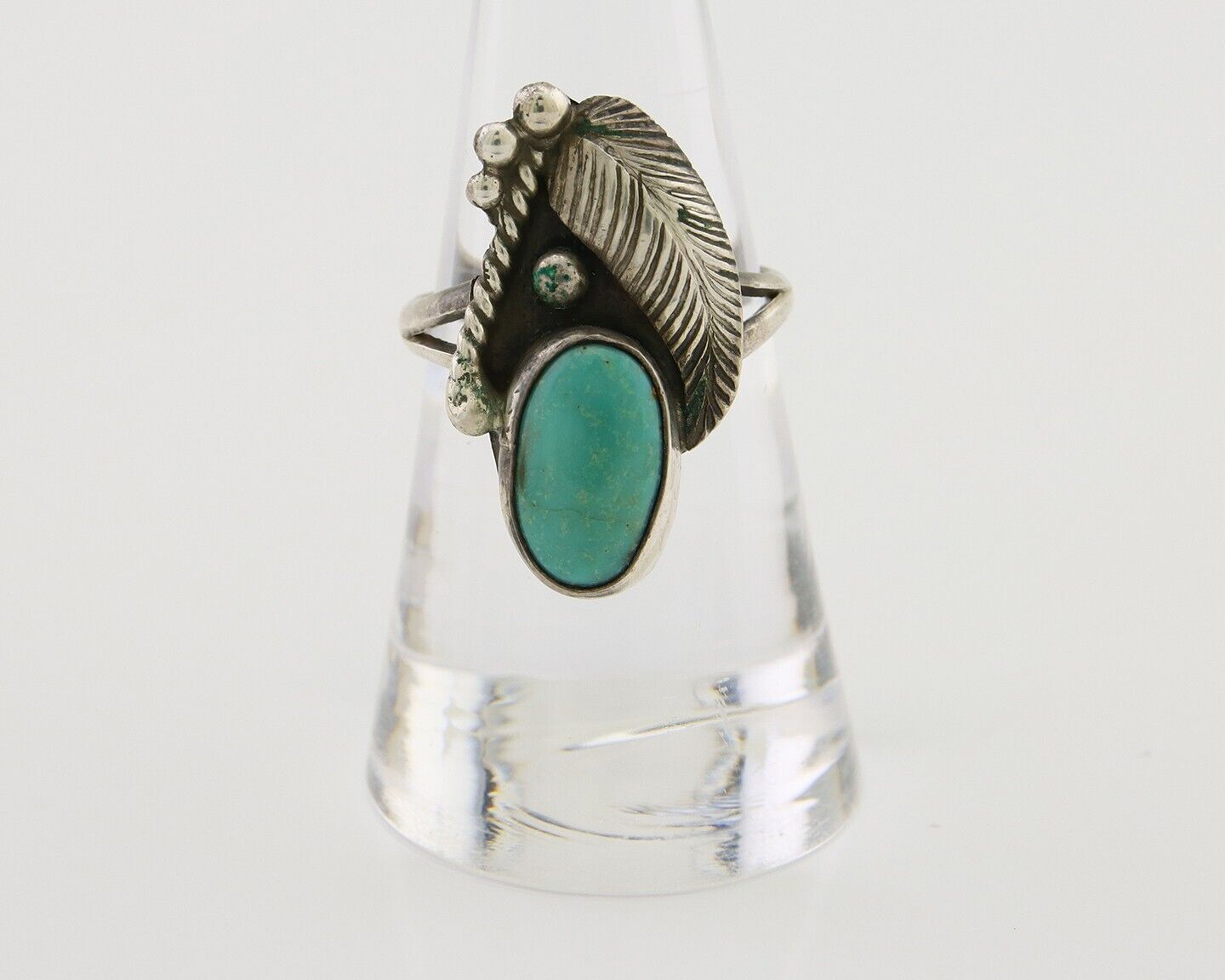 Navajo Handmade Ring 925 Silver Turquoise Signed BP C.80's