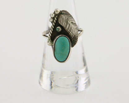 Navajo Handmade Ring 925 Silver Turquoise Signed BP C.80's