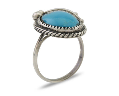 Navajo Handmade Ring 925 Silver Natural Turquoise Native Artist C.80's