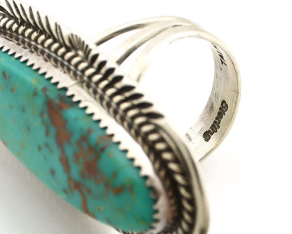 Navajo Ring 925 Silver Natural Mined Turquoise Artist Signed TALHAT C.80's
