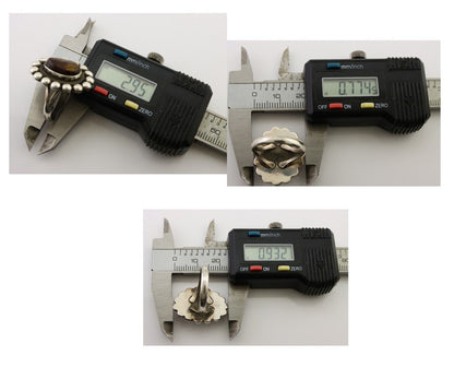 Navajo Handmade Ring 925 Silver Natural Fire Opal Native Artist Size 7.75 C.80's