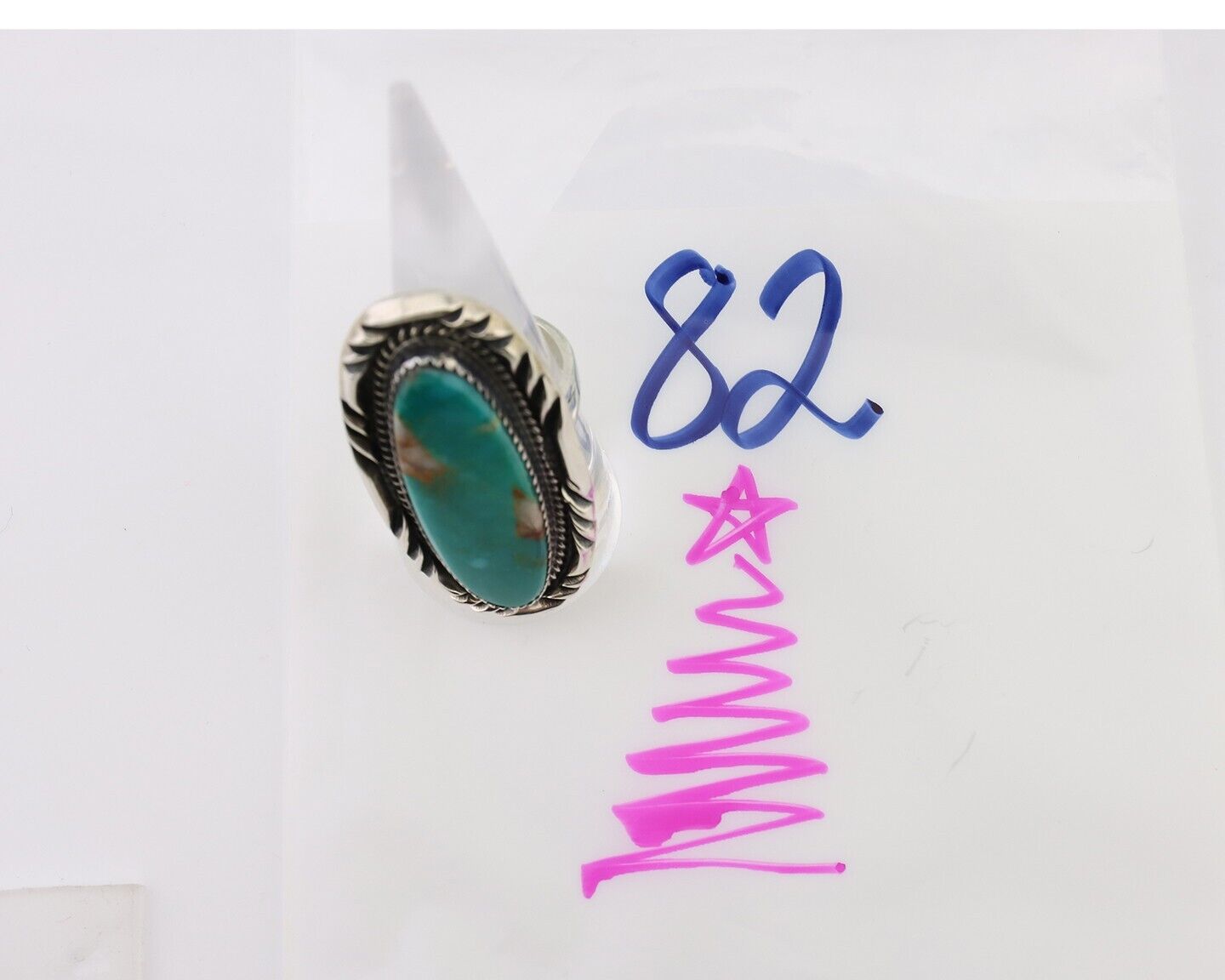 Navajo Ring 925 Silver Kingman Turquoise Artist Signed Doug Zachary C.80's