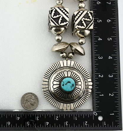 Navajo Necklace Natural Turquoise Vintage Signed Thomas Singer C.80's