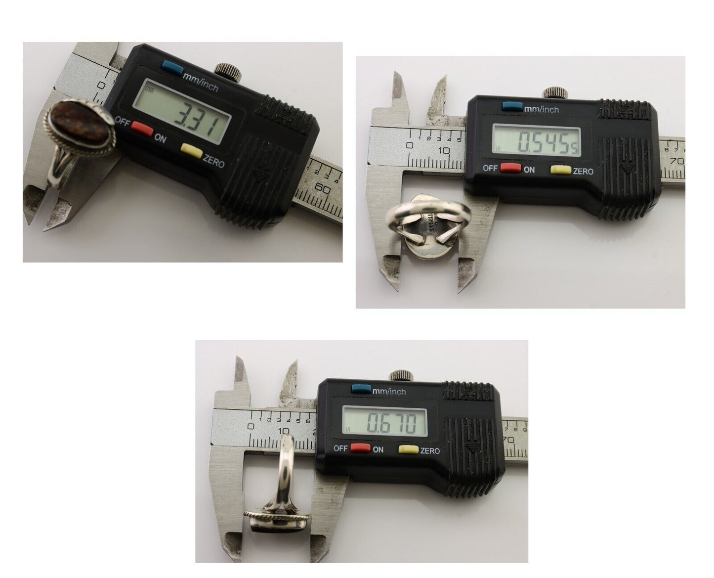 Navajo Handmade Ring 925 Silver Natural Fire Opal Native Artist Size 8.0 C.80's