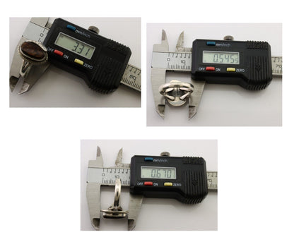 Navajo Handmade Ring 925 Silver Natural Fire Opal Native Artist Size 8.0 C.80's