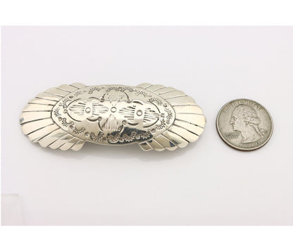 Women's Navajo Hair Clip Hand Stamped 925 Silver Artist Signed C Montoya C.80's