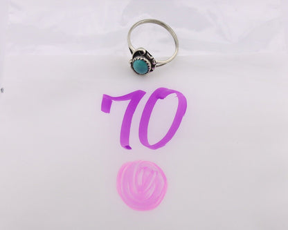 Navajo Ring 925 Silver Sleeping Beauty Turquoise Native American Artist C.80's