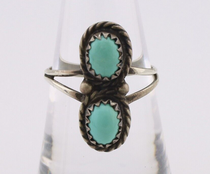Navajo Ring 925 Silver Sleeping Beauty Turquoise Native American Artist C.80's
