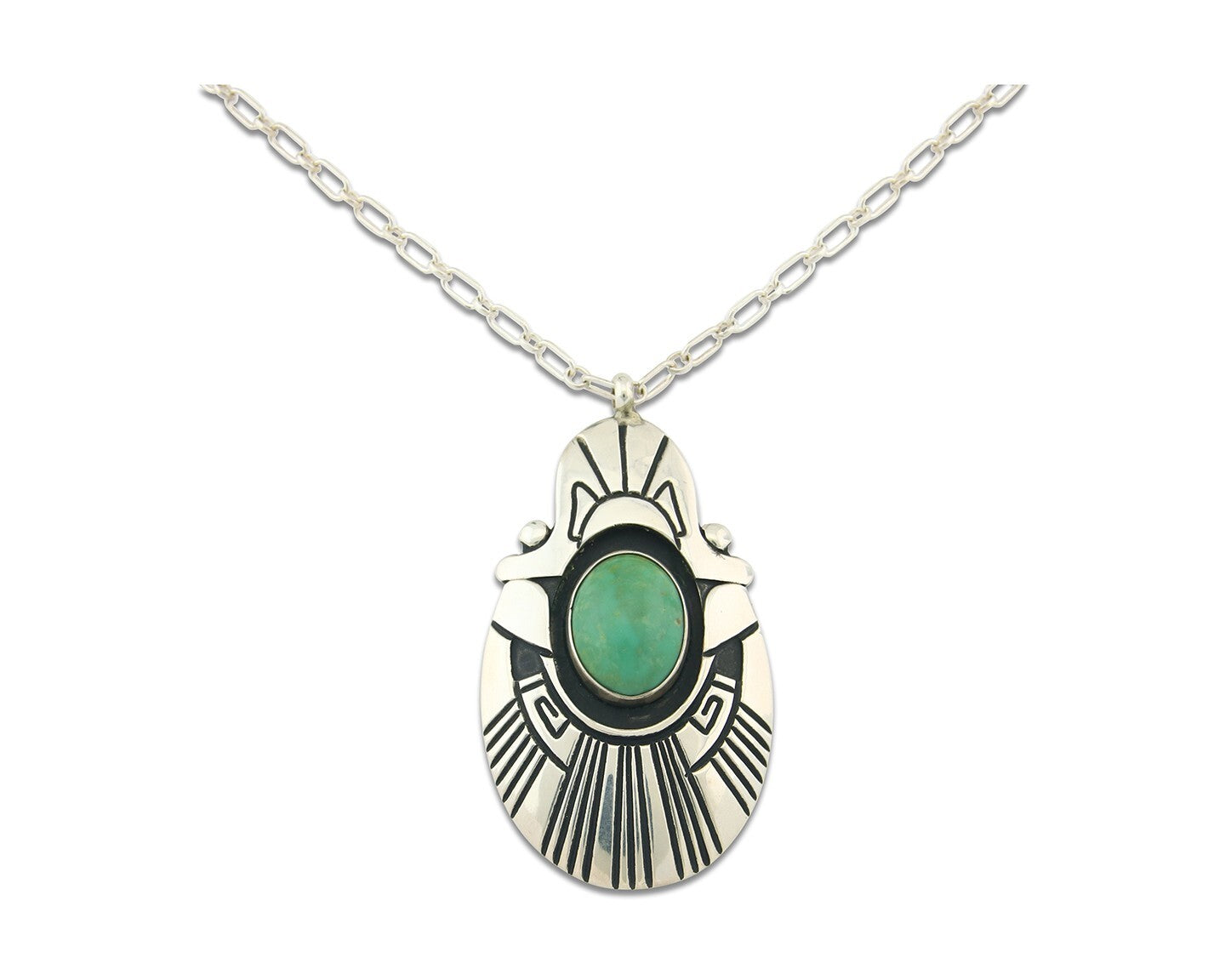 Navajo Sterling Silver Necklace Turquoise Authentic Vintage Signed Thomas Singer