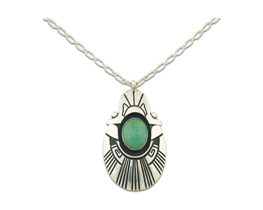 Navajo Sterling Silver Necklace Turquoise Authentic Vintage Signed Thomas Singer