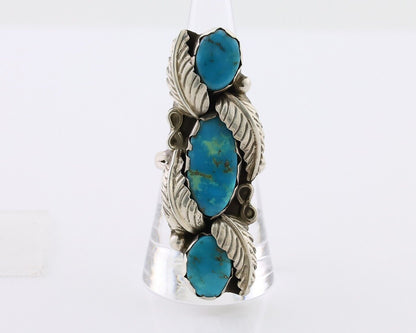 Navajo Ring 925 Silver Kingman Turquoise Native American Artist C.80's