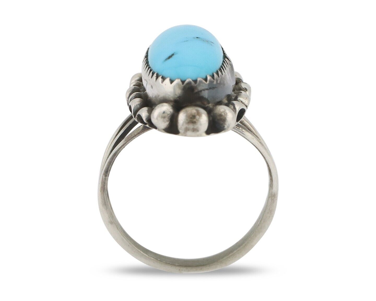 Navajo Ring .925 Silver Sleeping Beauty Turquoise Signed SkyStone Creations C80s