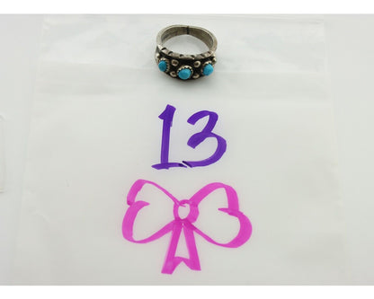 Zuni Ring .925 Silver Natural Sleeping Beauty Turquoise Signed MZR C.80's