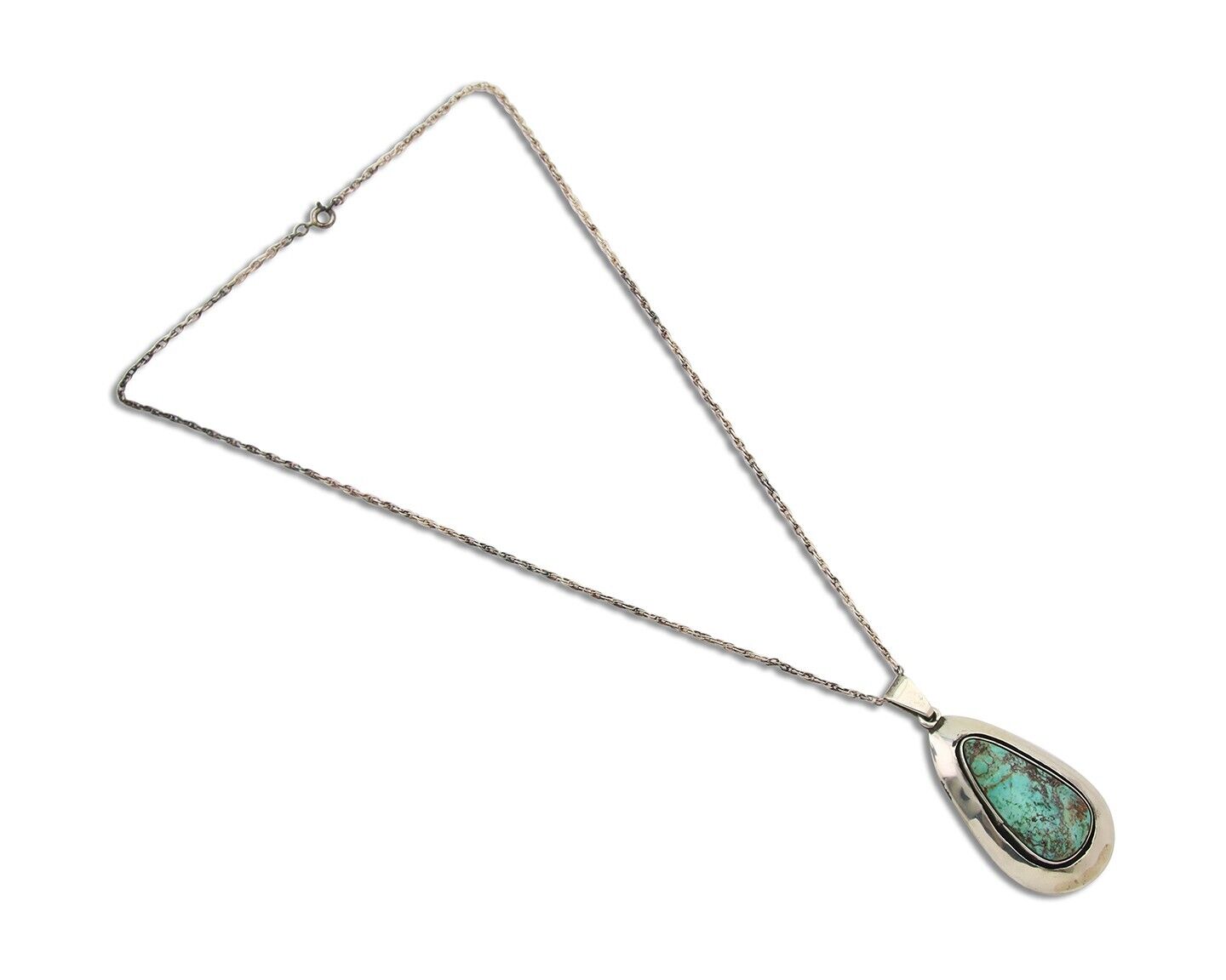 Navajo Necklace 925 Silver Natural Turquoise Artist Signed M Montoya C.80's
